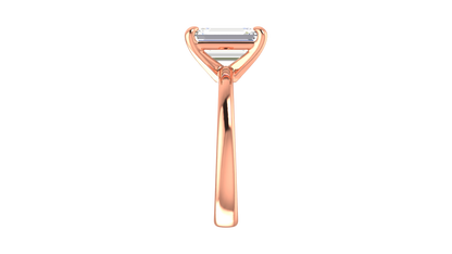 3.00 Ctw Emerald Cut Solitaire Engagement Ring Set In 14K Rose Gold