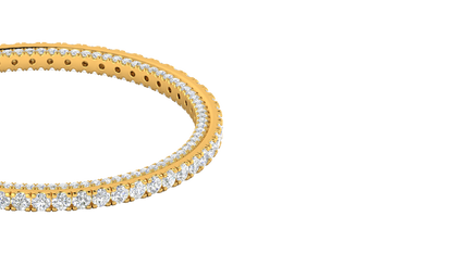 32.40 Ctw Round Cut Diamond Bangle | Double Row Pavé-Set Luxury Diamond Bangle Set In 14K Yellow Gold