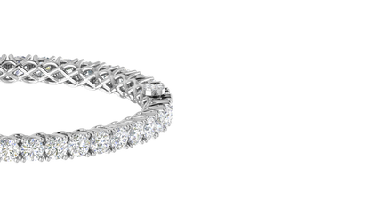 17.32 Ctw Round Cut Diamond Bangle | Lattice Diamond Bangle Set In Luxury 14K White Gold
