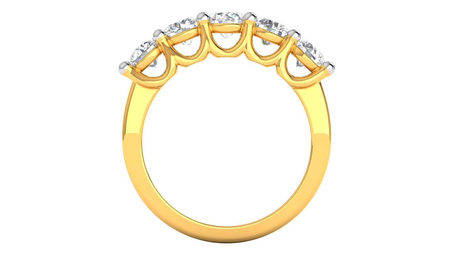 2.00 Ctw Five-Stone Wedding Band With U-Shape Prong Setting In 14K Yellow Gold