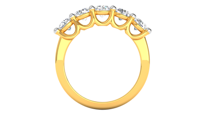 2.00 Ctw Five-Stone Wedding Band With U-Shape Prong Setting In 14K Yellow Gold