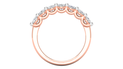 2.10 Ctw Luxurious Oval Cut Seven Stone Wedding Band With U-Shape Prong Setting In 14K Rose Gold