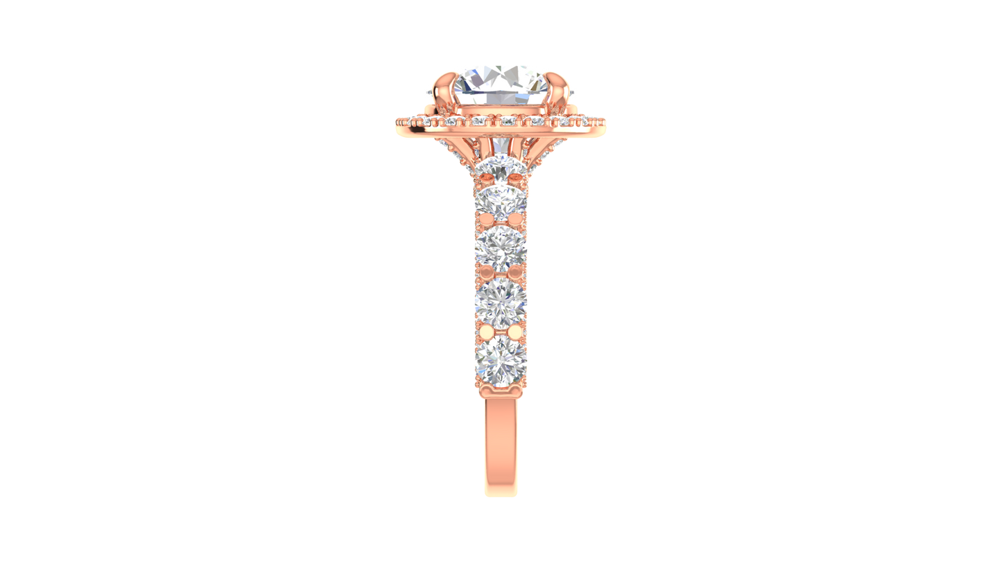 3.00 Ctw Round Brilliant Diamond Halo Engagement Ring In 14K Rose Gold