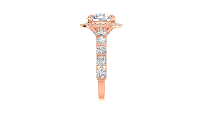 3.00 Ctw Round Brilliant Diamond Halo Engagement Ring In 14K Rose Gold
