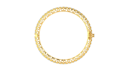 11.13 Ctw Round Cut Diamond Bangle | Antique-Inspired Diamond Bangle & Elegant Vintage Style Jewellery Set In 14K Yellow Gold