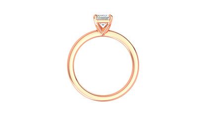 1.00 Ctw Emerald Cut Solitaire Engagement Ring Set In 14K Rose Gold