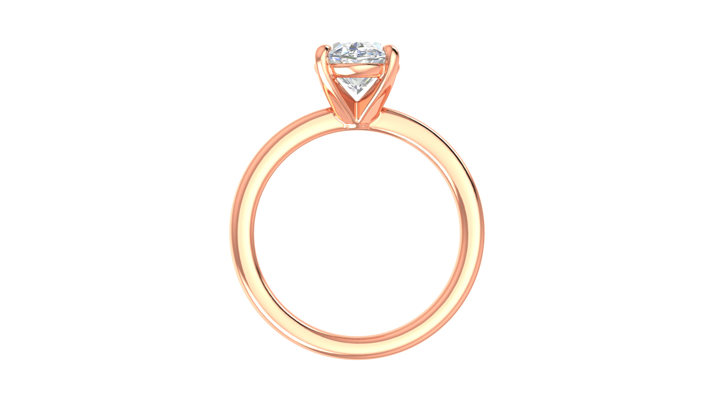 2.00 Ctw Oval Cut Solitaire Engagement Ring Set In 14K Rose Gold