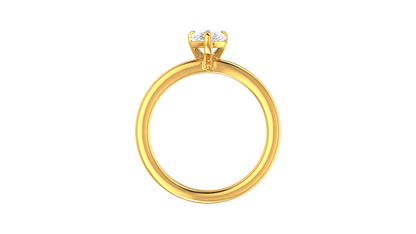 1.00 Ctw Pear Cut Solitaire Engagement Ring Set In 14K Yellow Gold