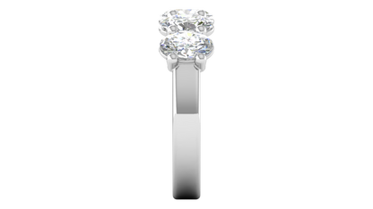 2.50 Ctw Luxurious Oval Cut Five-Stone Wedding Band With U-Shape Prong Setting In 14K White Gold