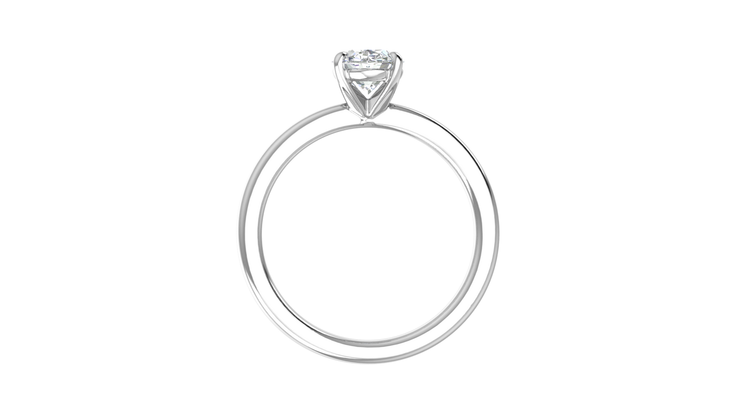 1.00 Ctw Oval Cut Solitaire Engagement Ring Set In 14K White Gold