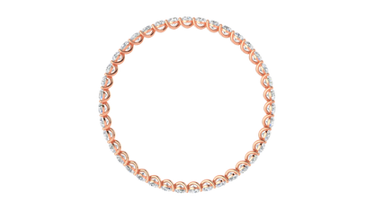 39.00 Ctw Round Cut Diamond Bangle | Twisted Eternity Diamond Bangle Set In Luxury 14K Rose Gold