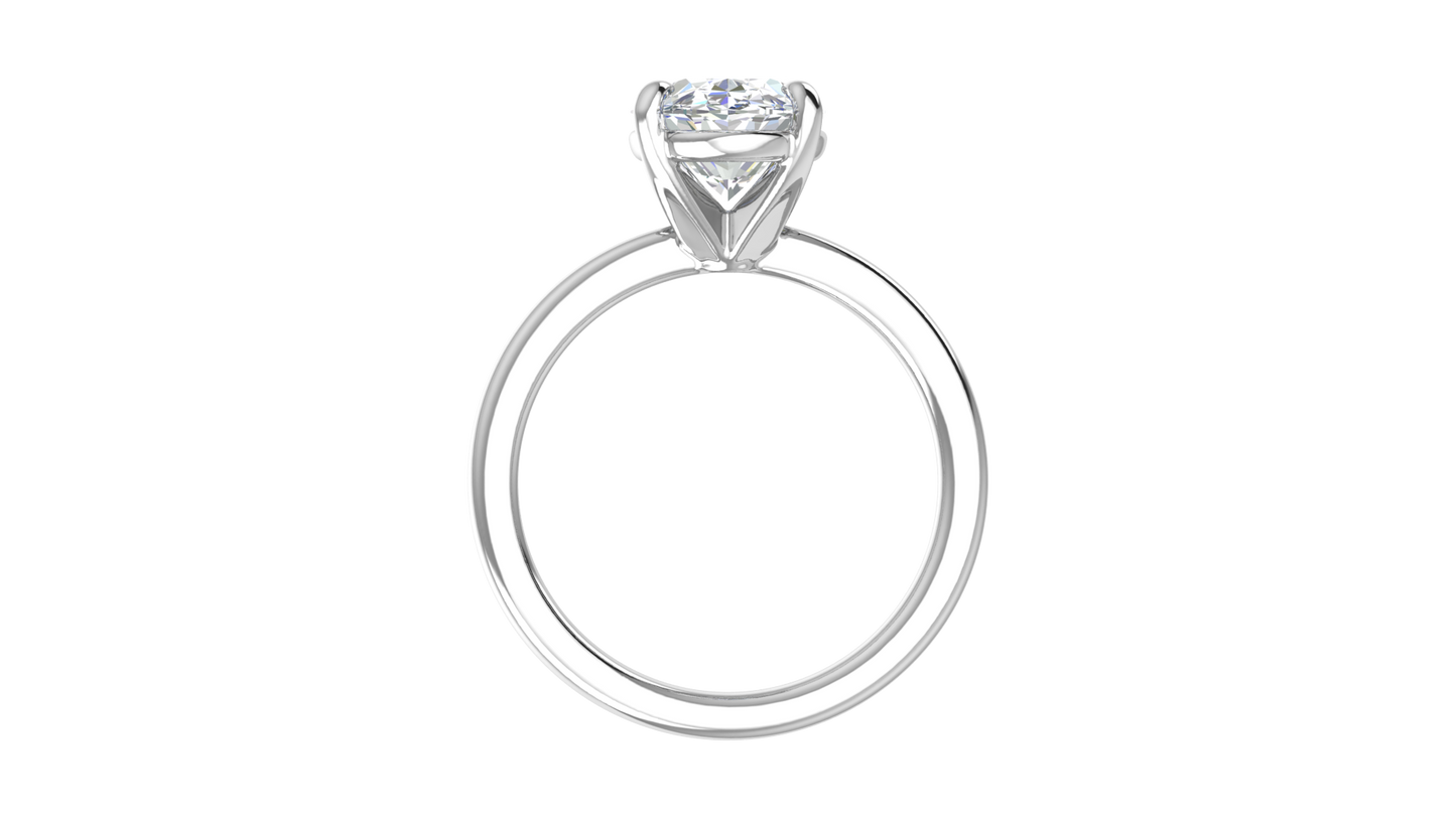 3.00 Ctw Oval Cut Solitaire Engagement Ring Set In 14K White Gold