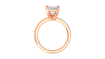 4.00 Ctw Emerald Cut Solitaire Engagement Ring Set In 14K Rose Gold