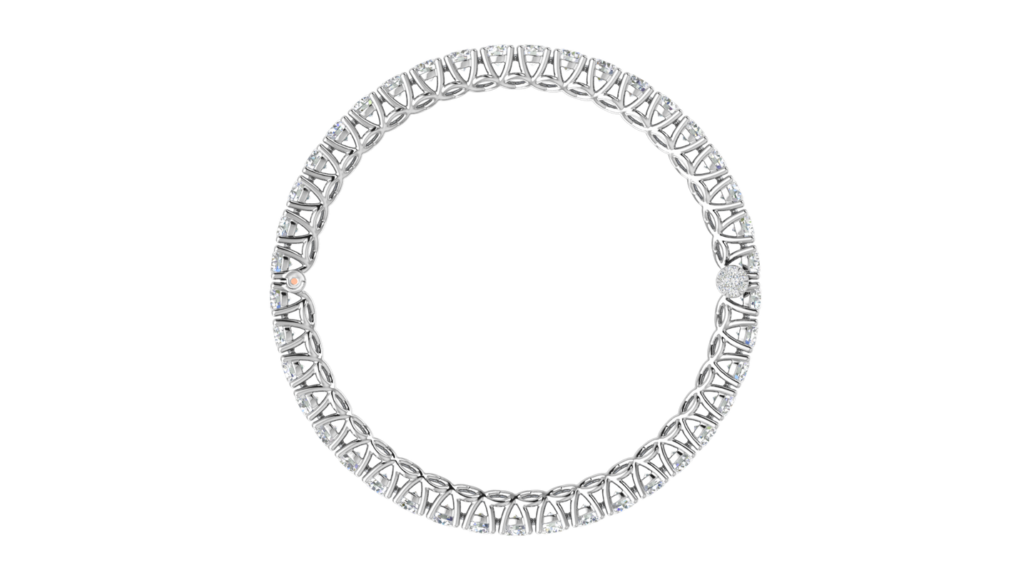 17.32 Ctw Round Cut Diamond Bangle | Lattice Diamond Bangle Set In Luxury 14K White Gold