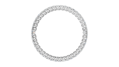 17.32 Ctw Round Cut Diamond Bangle | Lattice Diamond Bangle Set In Luxury 14K White Gold