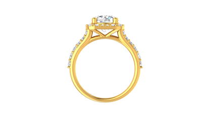 2.00 Carat Round-Cut Halo Engagement Ring With Pavé Diamond Band In 14K Yellow Gold