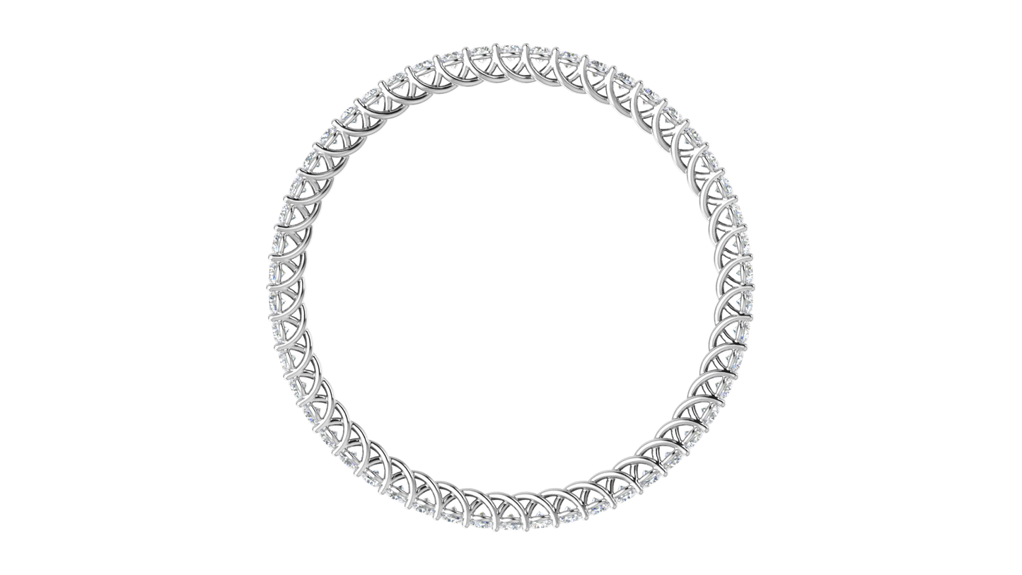25.00 Ctw Round Cut Diamond Bangle | Twisted Rope Diamond Eternity Bangle Set In Luxury 18K White Gold