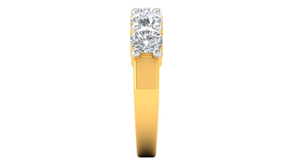 2.50 Ctw Five-Stone Wedding Band With U-Shape Prong Setting In 14K Yellow Gold