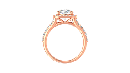 2.00 Carat Round-Cut Halo Engagement Ring With Pavé Diamond Band In 14K Rose Gold