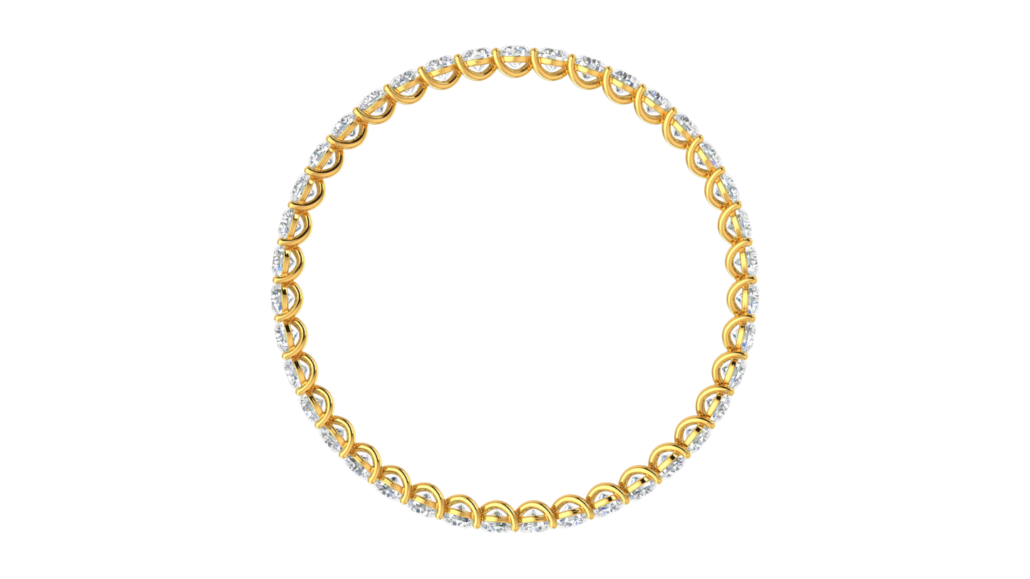 39.00 Ctw Round Cut Diamond Bangle | Twisted Eternity Diamond Bangle Set In Luxury 14K Yellow Gold