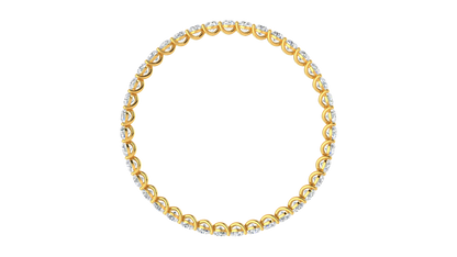 39.00 Ctw Round Cut Diamond Bangle | Twisted Eternity Diamond Bangle Set In Luxury 14K Yellow Gold