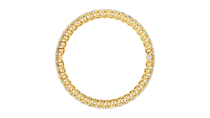 17.32 Ctw Round Cut Diamond Bangle | Lattice Diamond Bangle Set In Luxury 14K Yellow Gold