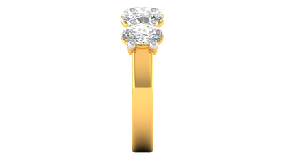 2.50 Ctw Luxurious Oval Cut Five-Stone Wedding Band With U-Shape Prong Setting In 14K Yellow Gold