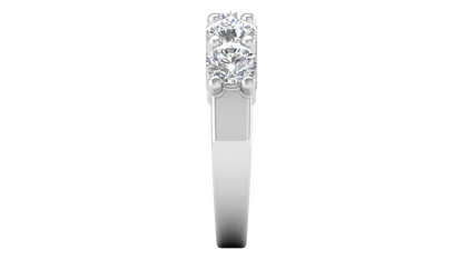 2.50 Ctw Five-Stone Wedding Band With U-Shape Prong Setting In 14K White Gold