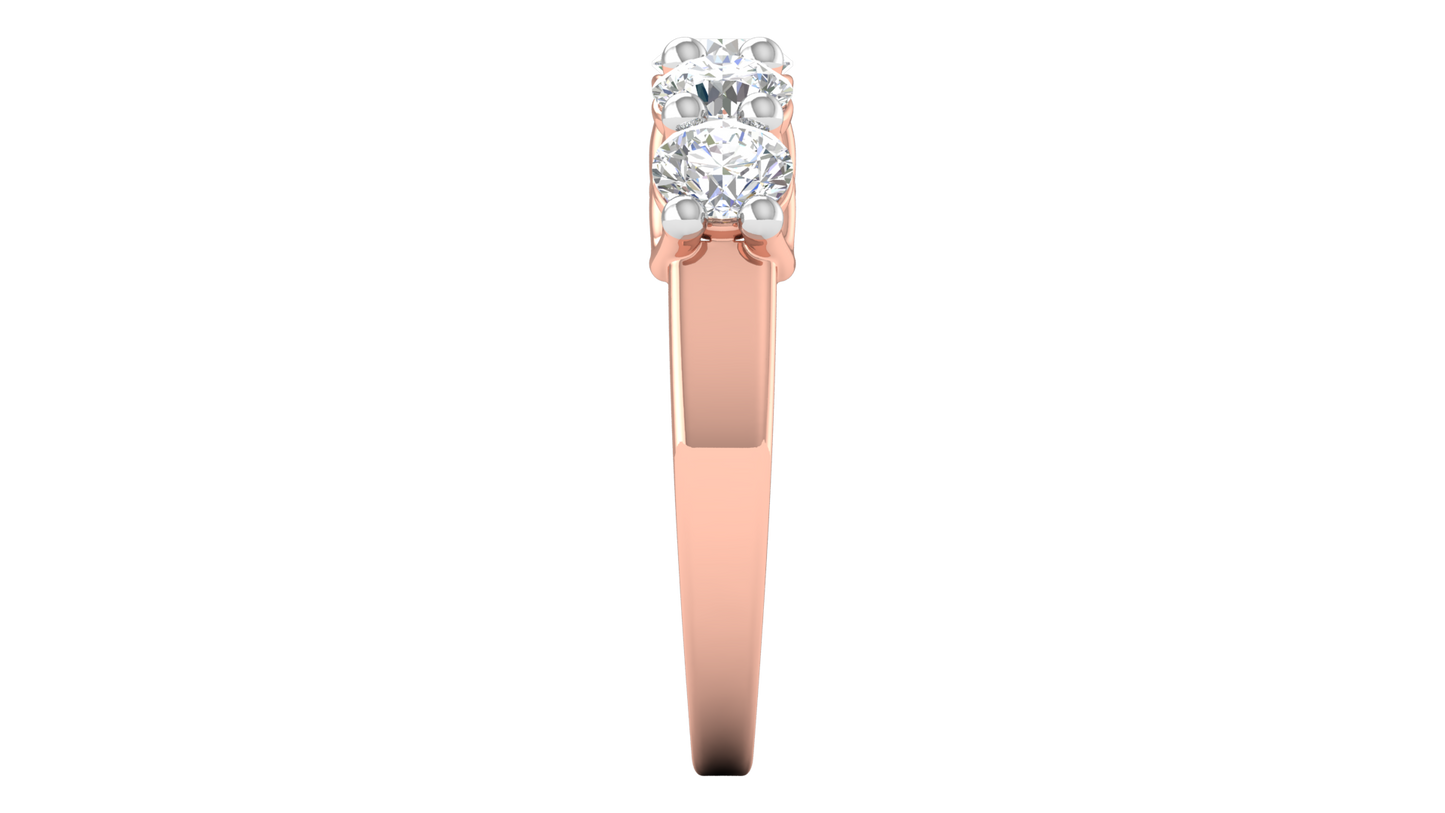 2.00 Ctw Five-Stone Wedding Band With U-Shape Prong Setting In 14K Rose Gold