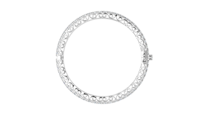11.13 Ctw Round Cut Diamond Bangle | Antique-Inspired Diamond Bangle & Elegant Vintage Style Jewellery Set In 14K White Gold