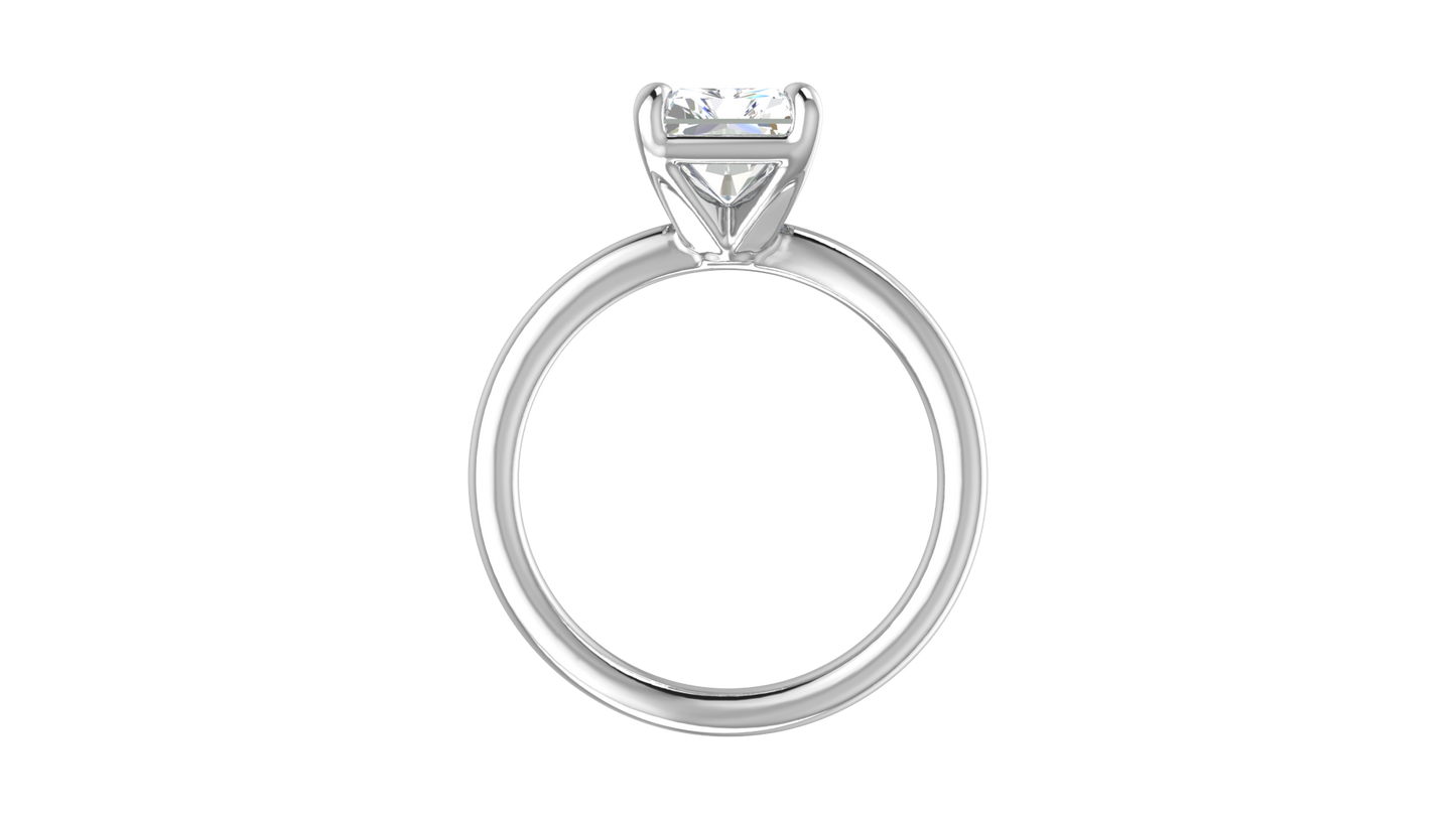 3.00 Ctw Radiant Cut Solitaire Engagement Ring Set In 14K White Gold