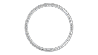 32.40 Ctw Round Cut Diamond Bangle | Double Row Pavé-Set Luxury Diamond Bangle Set In 14K White Gold