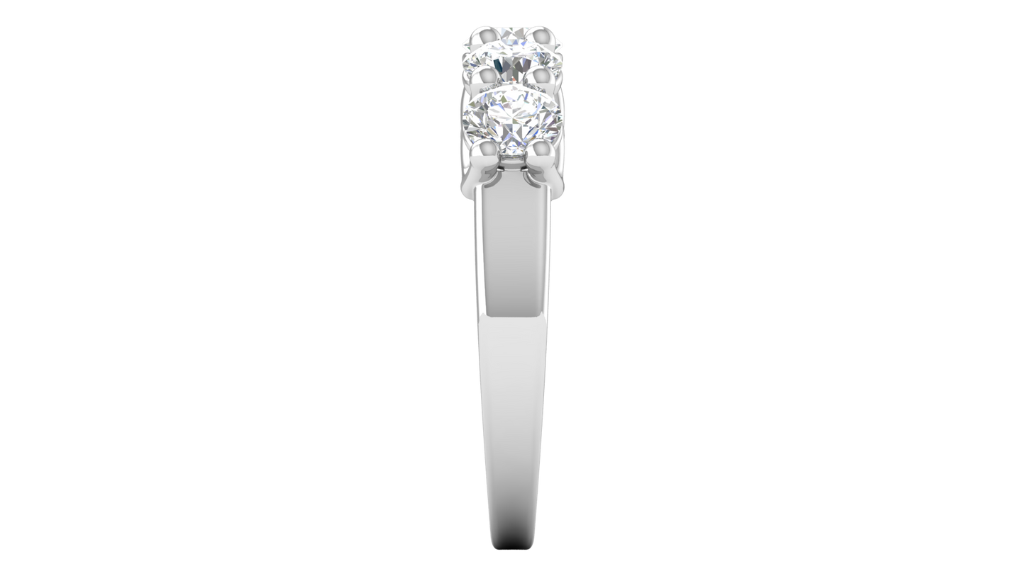 2.00 Ctw Five-Stone Wedding Band With U-Shape Prong Setting In 14K White Gold