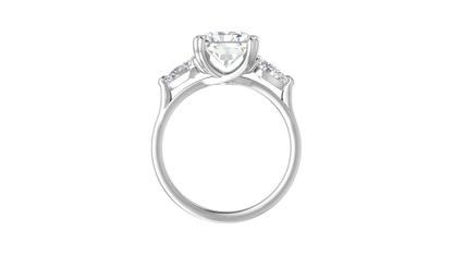 4 Carat Radiant Cut Engagement Ring With Pear Shaped Side Stones In 14K White Gold