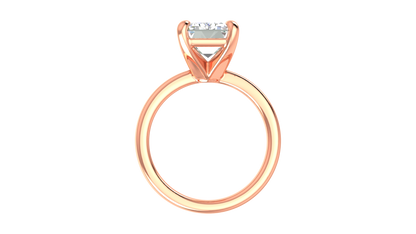 5.00 Ctw Emerald Cut Solitaire Engagement Ring Set In 14K Rose Gold