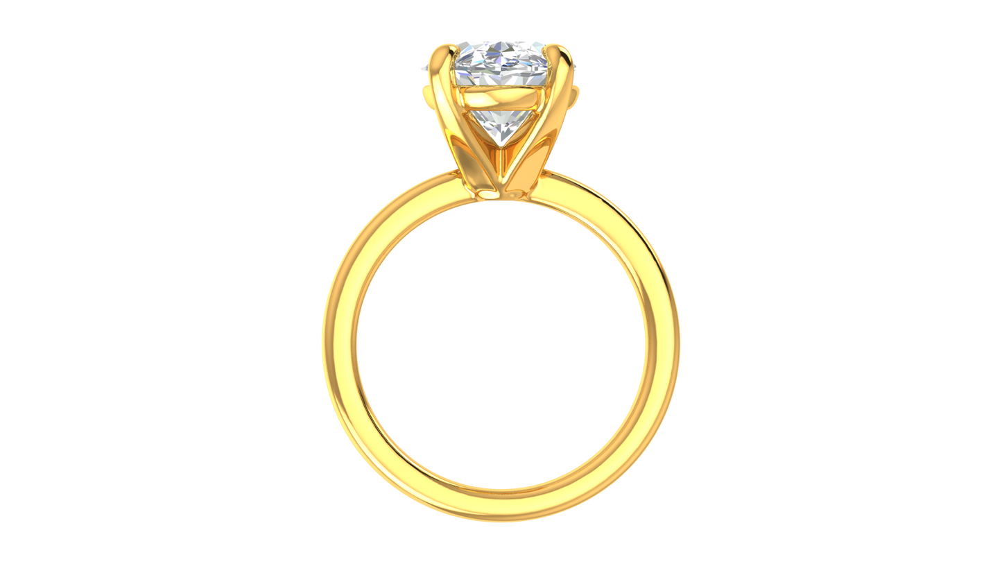 5.00 Ctw Oval Cut Solitaire Engagement Ring Set In 14K Yellow Gold