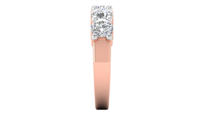 2.50 Ctw Five-Stone Wedding Band With U-Shape Prong Setting In 14K Rose Gold