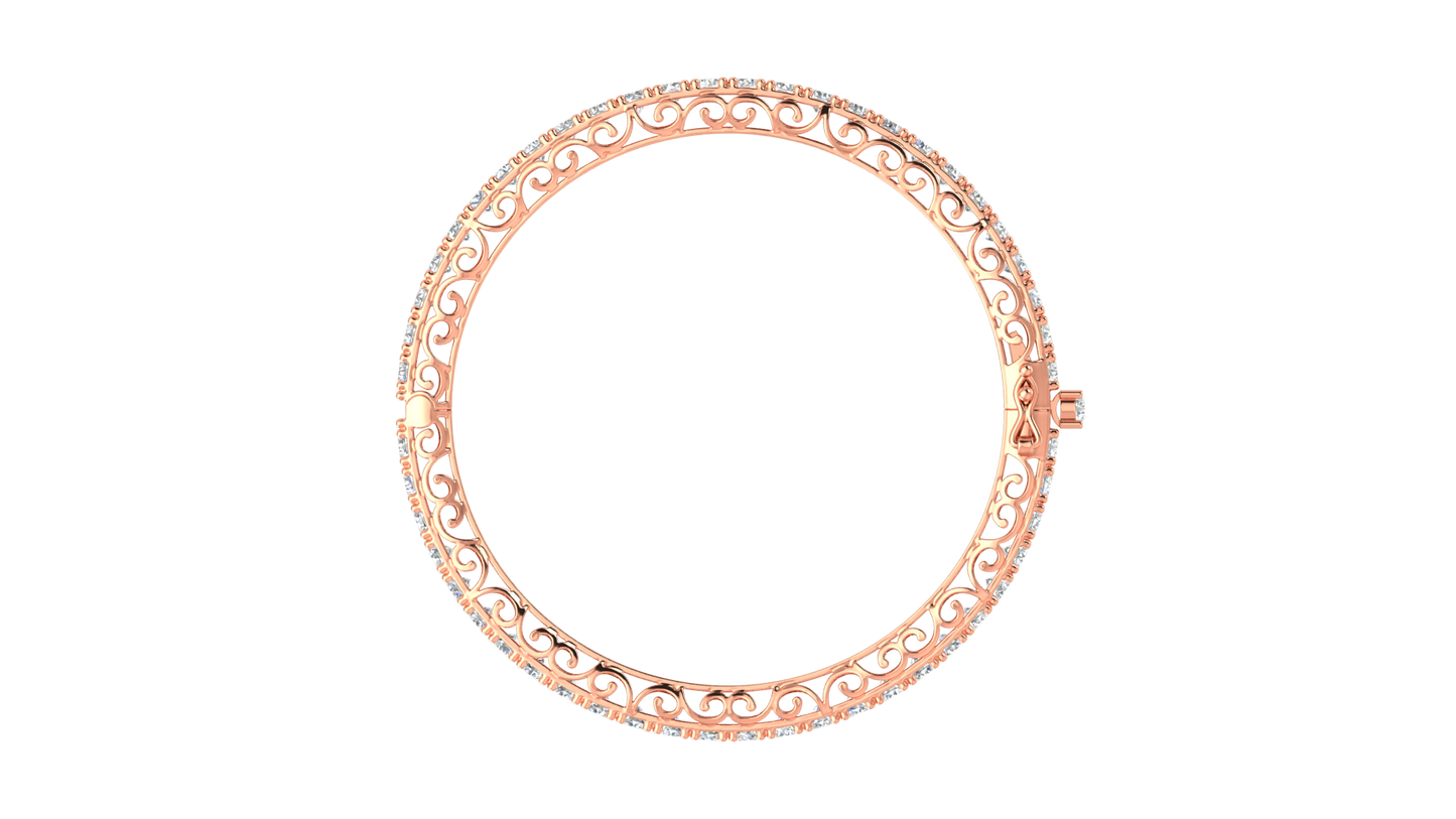 11.13 Ctw Round Cut Diamond Bangle | Antique-Inspired Diamond Bangle & Elegant Vintage Style Jewellery Set In 14K Rose Gold
