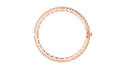 11.13 Ctw Round Cut Diamond Bangle | Antique-Inspired Diamond Bangle & Elegant Vintage Style Jewellery Set In 14K Rose Gold