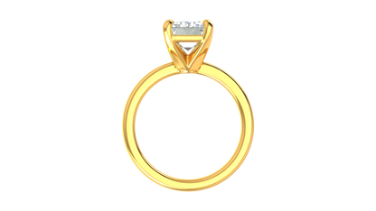 4.00 Ctw Emerald Cut Solitaire Engagement Ring Set In 14K Yellow Gold