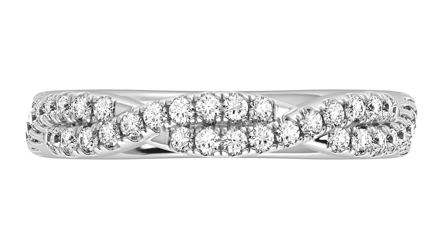 0.68 Ctw Sparkling Infinity Diamond Ring Set In 14K White Gold