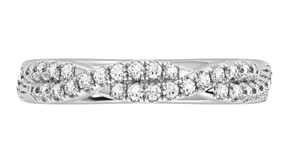 0.68 Ctw Sparkling Infinity Diamond Ring Set In 14K White Gold