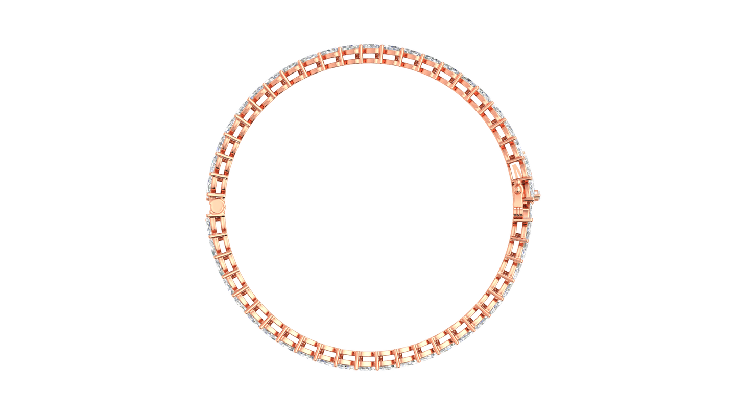 37.60 Ctw Marquise Cut Diamond Bangle | Marquise Leaf Diamond Bangle Set In Luxury 14K Rose Gold