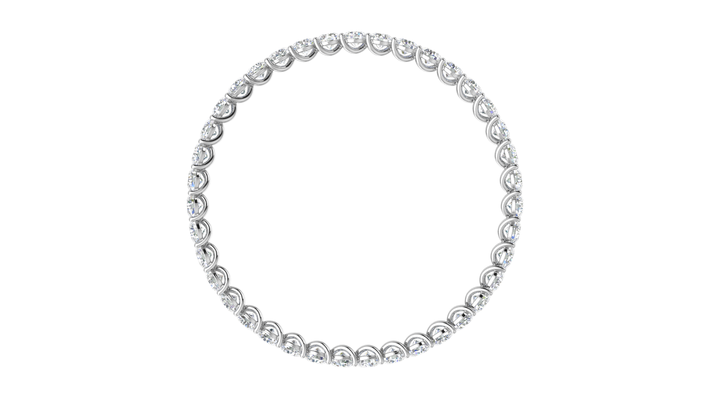 39.00 Ctw Round Cut Diamond Bangle | Twisted Eternity Diamond Bangle Set In Luxury 14K White Gold