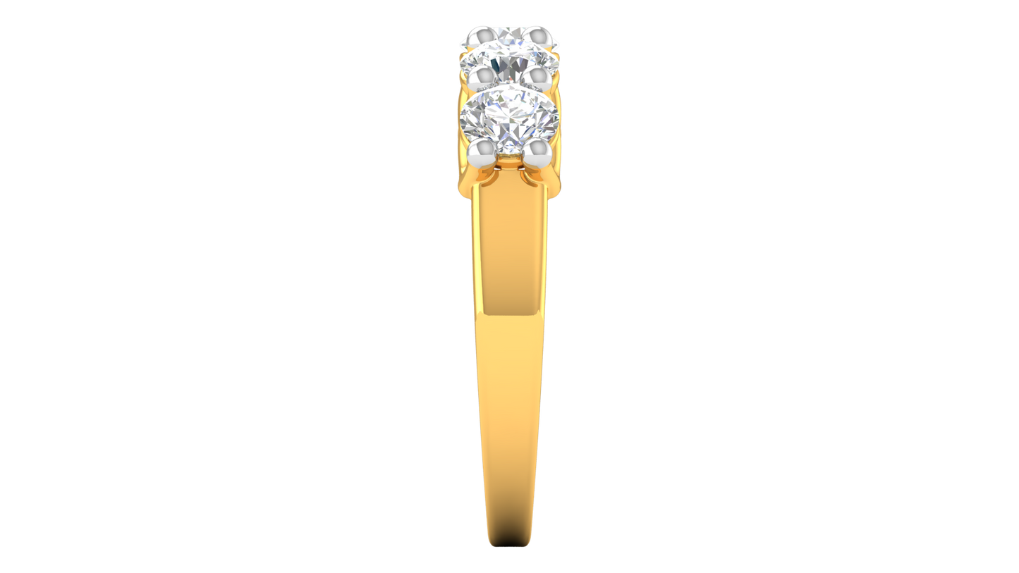 2.00 Ctw Five-Stone Wedding Band With U-Shape Prong Setting In 14K Yellow Gold