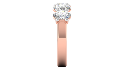 2.50 Ctw Luxurious Oval Cut Five-Stone Wedding Band With U-Shape Prong Setting In 14K Rose Gold