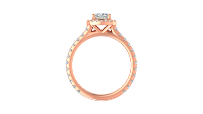 1 Carat Cushion-Cut Halo Engagement Ring With Pavé Diamond Band In 14K Rose Gold