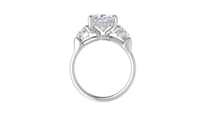 4 Carat Oval Cut Engagement Ring With Heart Shape Side Stones In 14K White Gold