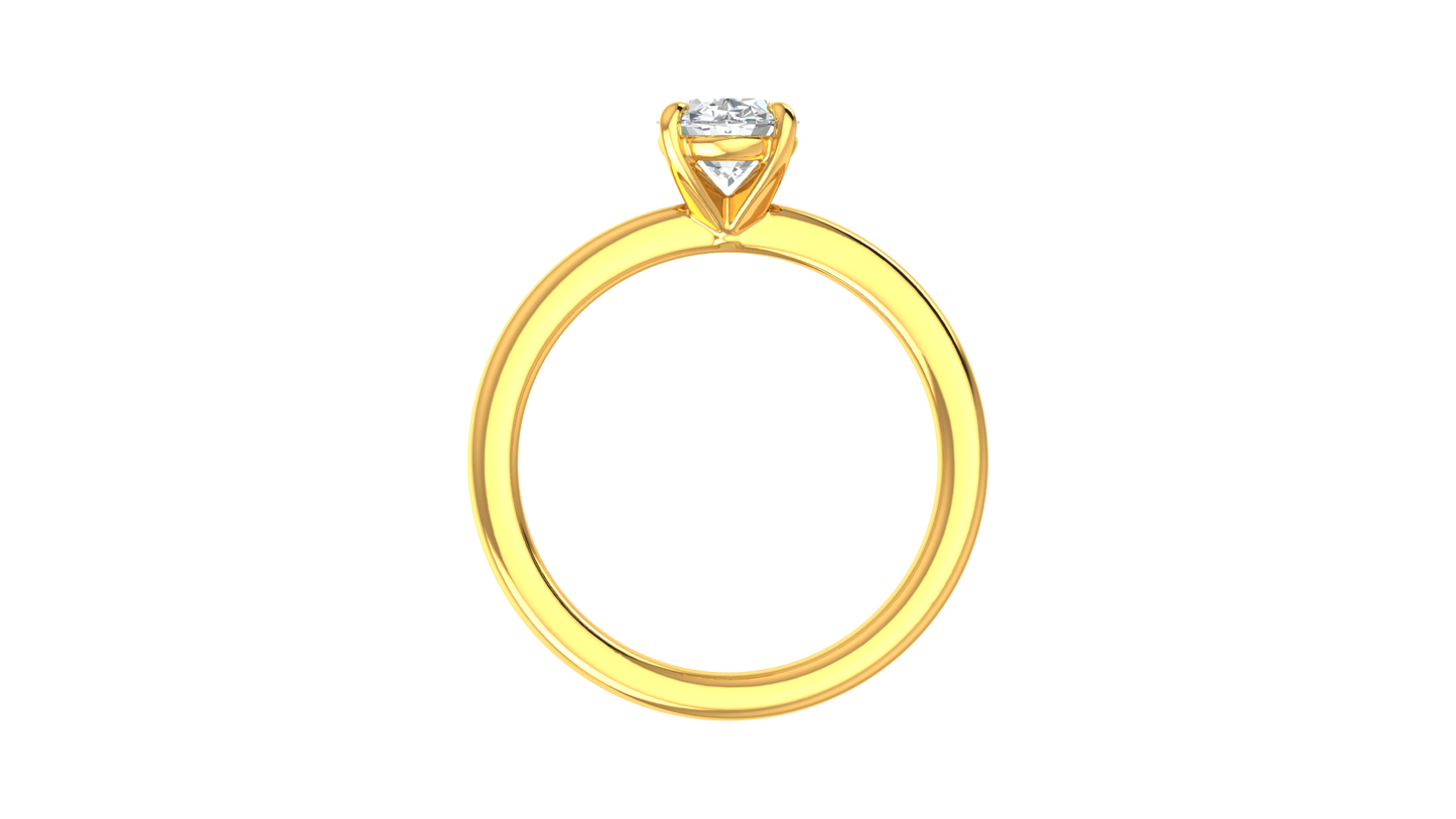 1.00 Ctw Oval Cut Solitaire Engagement Ring Set In 14K Yellow Gold