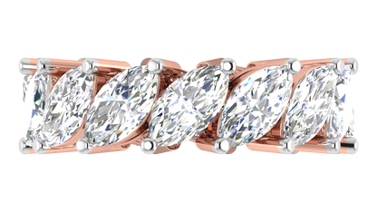 7.00 Ctw Marquise Cut Diamond Eternity Band Set In 14K Rose Gold